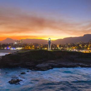 Aerial Twilight of Wollongong Lighthouse